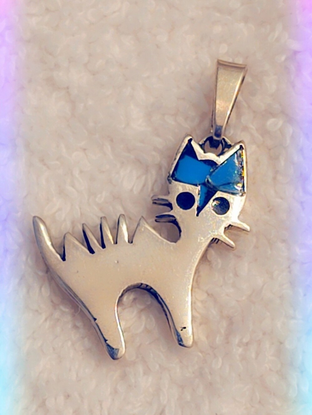 Estate Cat Pendant Sterling Silver 925 Mexico